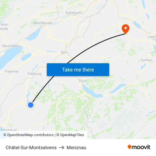 Châtel-Sur-Montsalvens to Menznau map