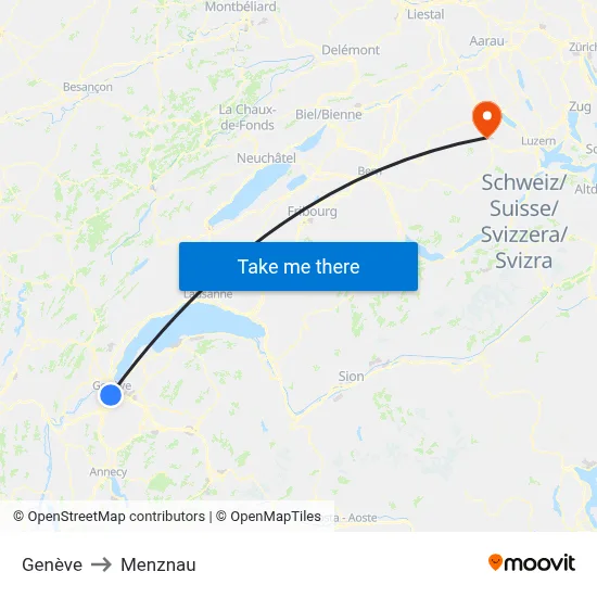 Genève to Menznau map