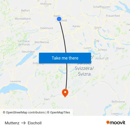 Muttenz to Eischoll map