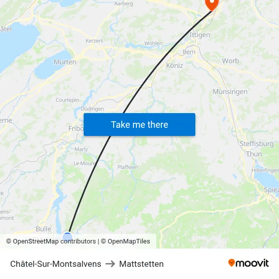 Châtel-Sur-Montsalvens to Mattstetten map