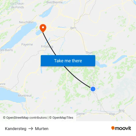 Kandersteg to Murten map