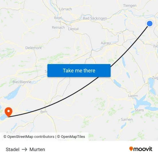 Stadel to Murten map