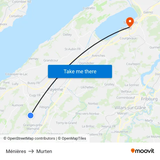 Ménières to Murten map