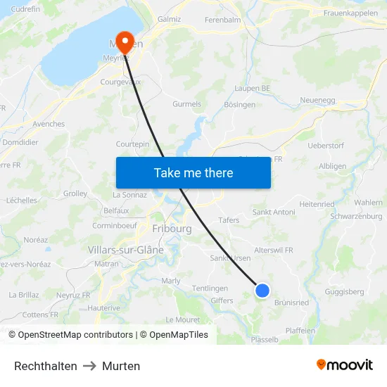 Rechthalten to Murten map