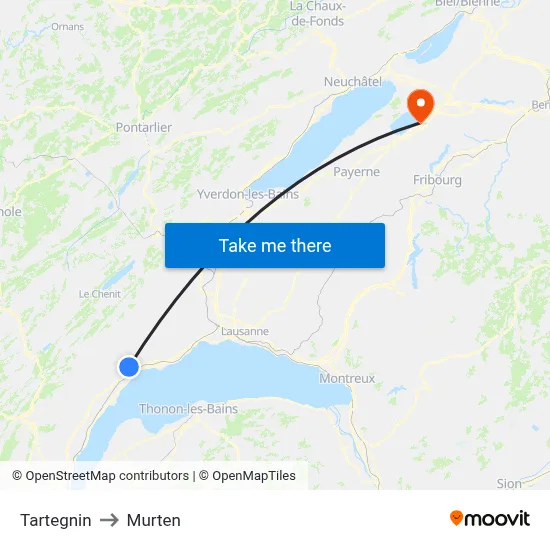 Tartegnin to Murten map