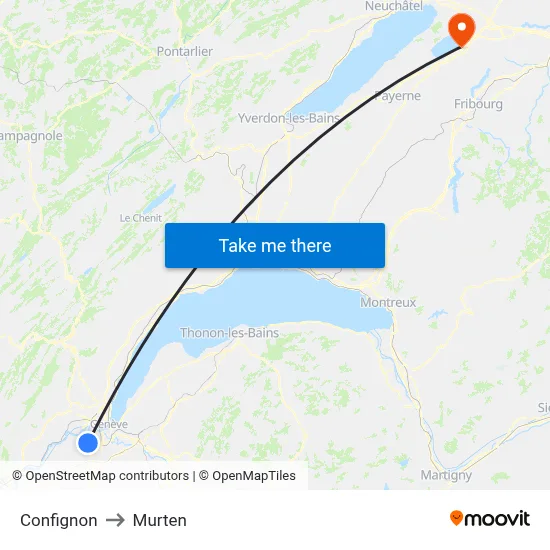 Confignon to Murten map