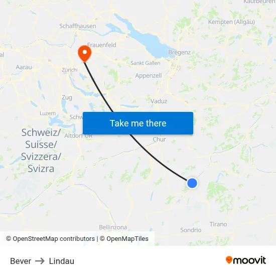 Bever to Lindau map