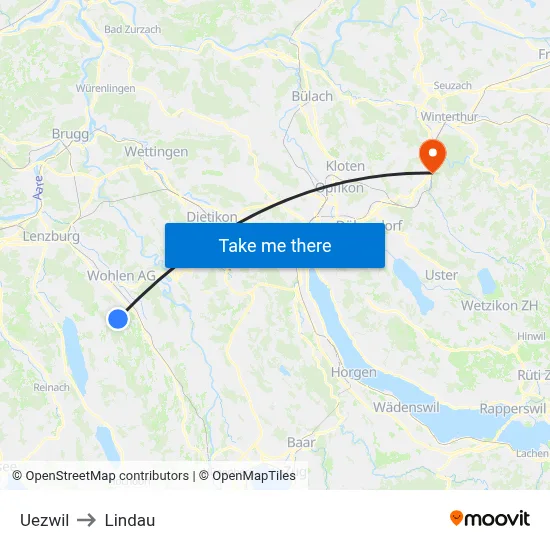 Uezwil to Lindau map