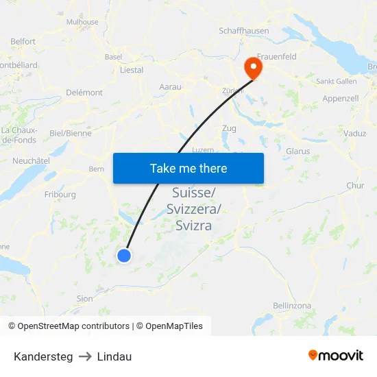 Kandersteg to Lindau map