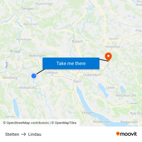 Stetten to Lindau map