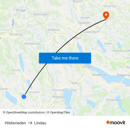 Hildisrieden to Lindau map