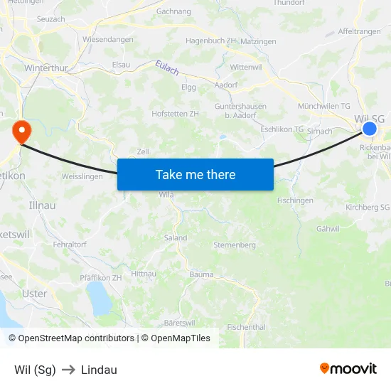 Wil (Sg) to Lindau map