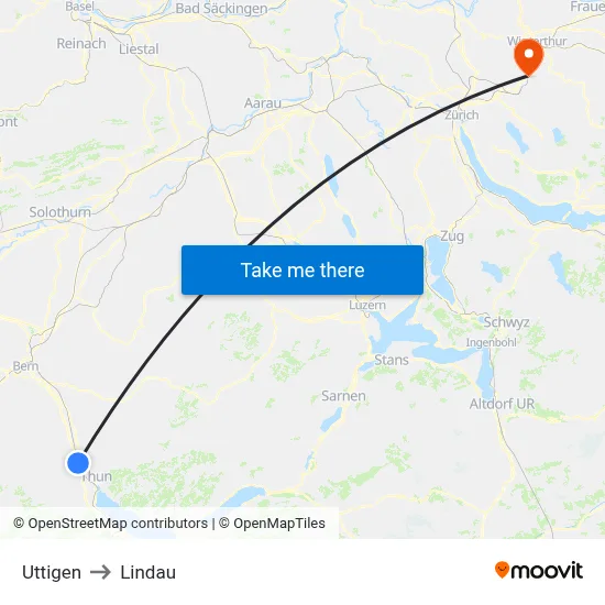 Uttigen to Lindau map