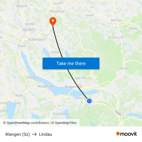 Wangen (Sz) to Lindau map