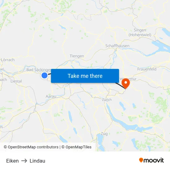 Eiken to Lindau map