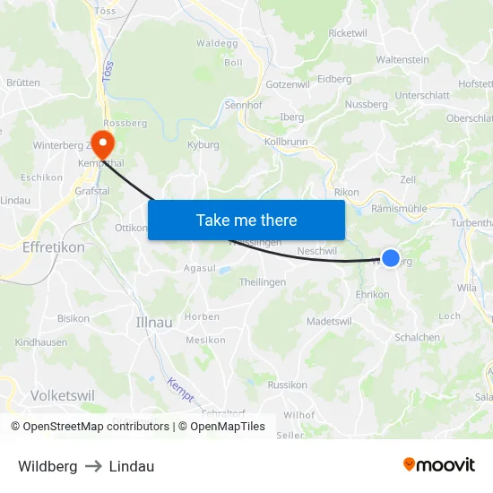 Wildberg to Lindau map