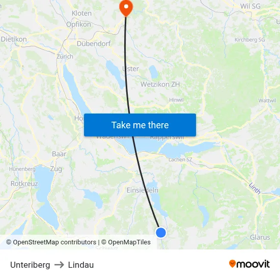 Unteriberg to Lindau map