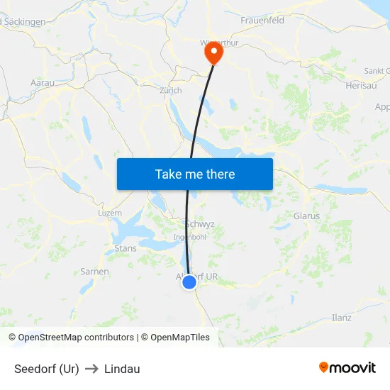 Seedorf (Ur) to Lindau map