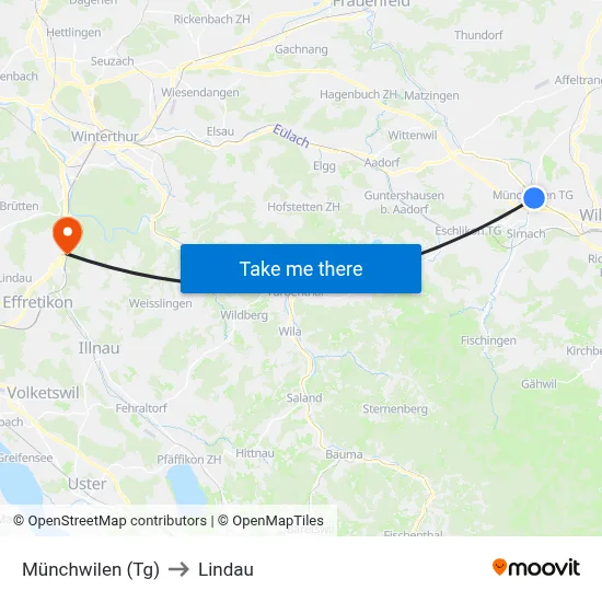 Münchwilen (Tg) to Lindau map