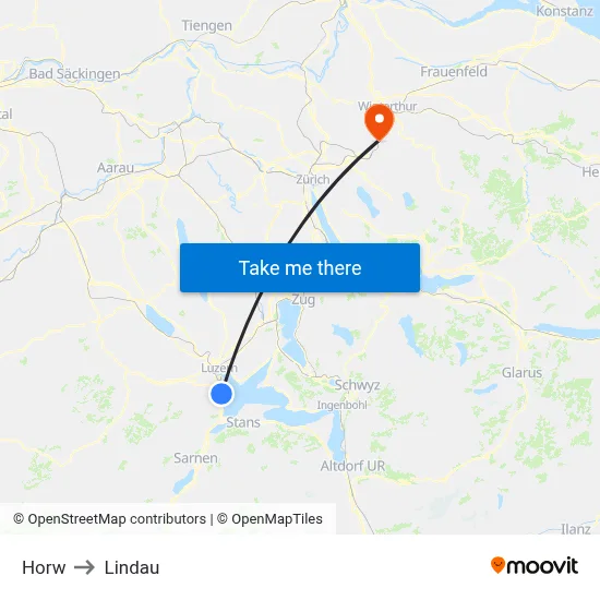 Horw to Lindau map