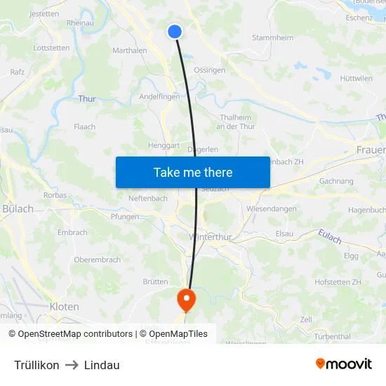 Trüllikon to Lindau map