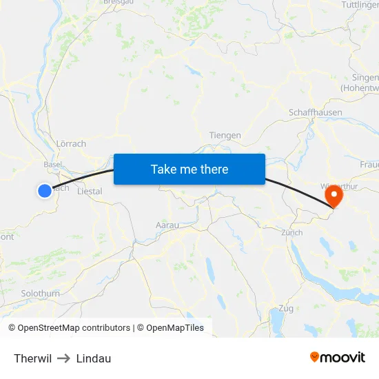 Therwil to Lindau map