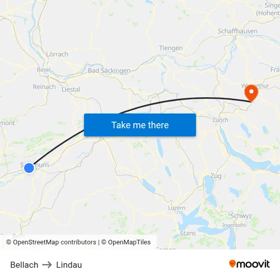 Bellach to Lindau map