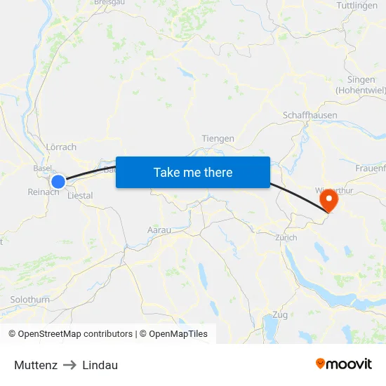 Muttenz to Lindau map