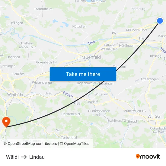 Wäldi to Lindau map