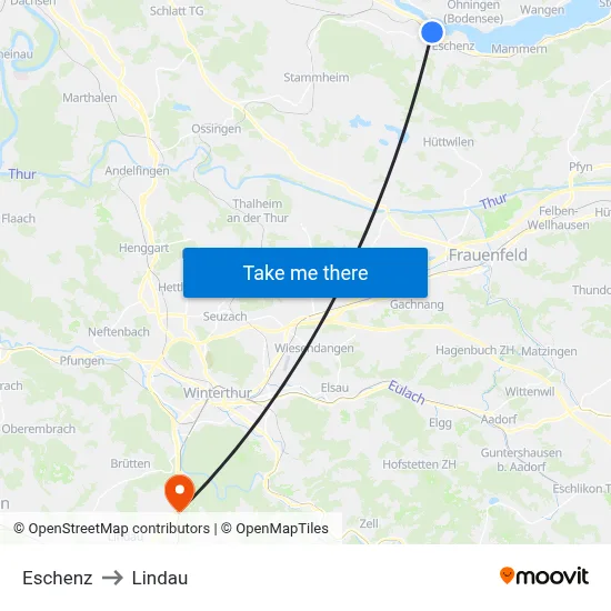 Eschenz to Lindau map