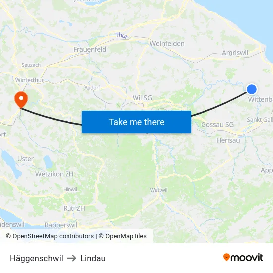 Häggenschwil to Lindau map