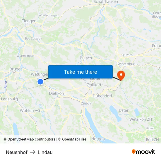 Neuenhof to Lindau map