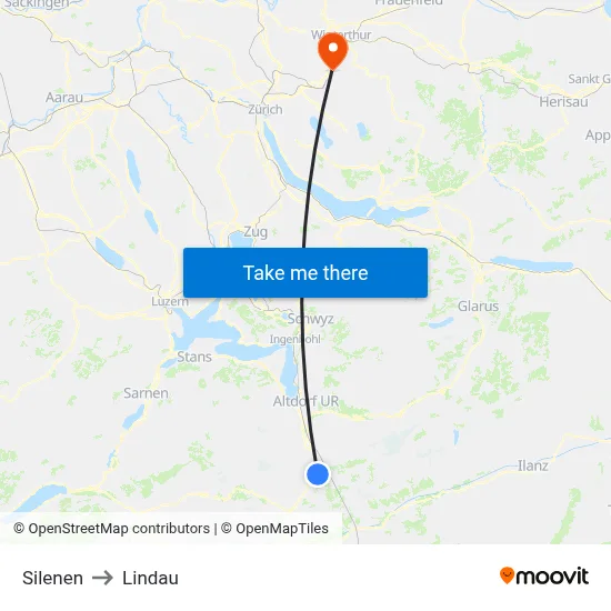 Silenen to Lindau map
