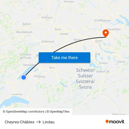 Cheyres-Châbles to Lindau map