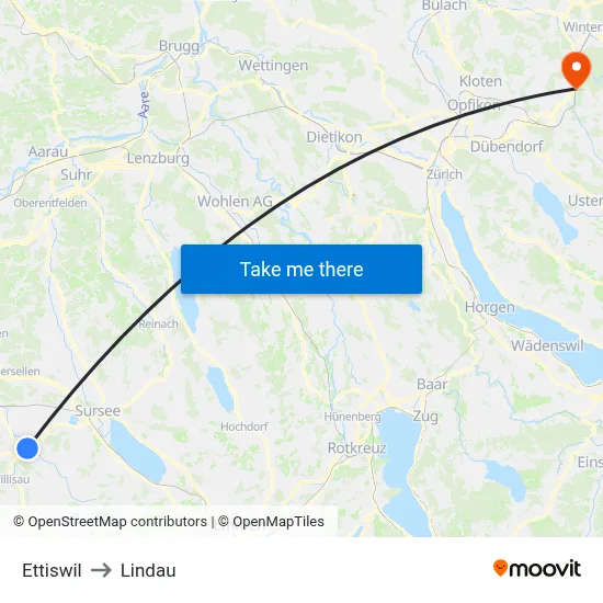 Ettiswil to Lindau map