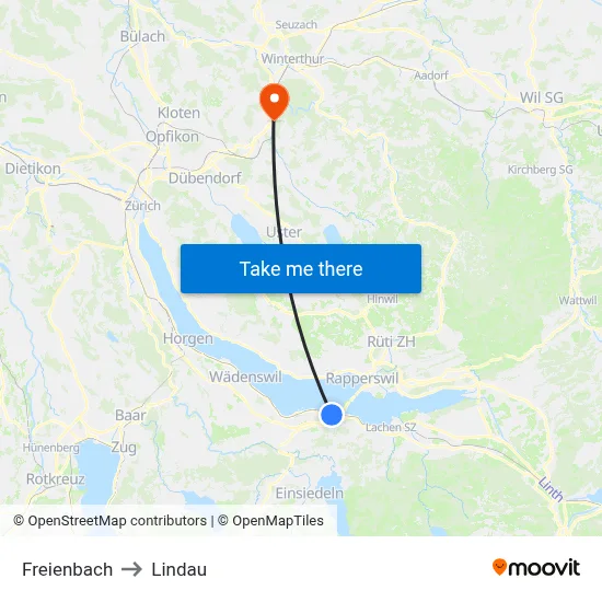 Freienbach to Lindau map