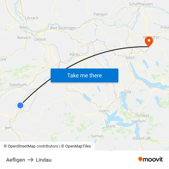 Aefligen to Lindau map