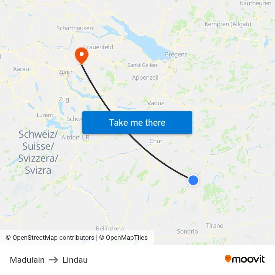 Madulain to Lindau map