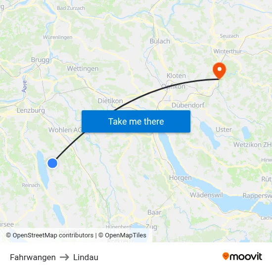 Fahrwangen to Lindau map