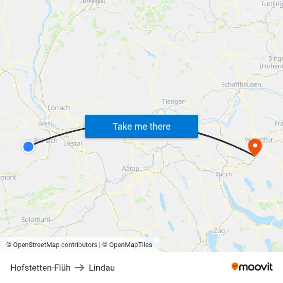 Hofstetten-Flüh to Lindau map