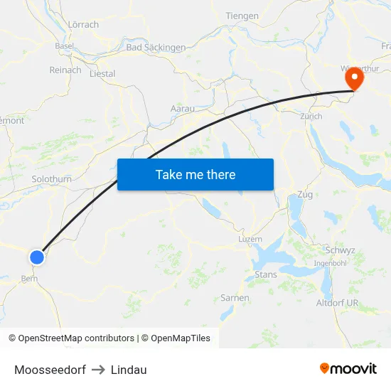 Moosseedorf to Lindau map
