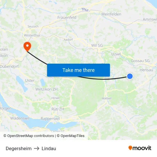 Degersheim to Lindau map