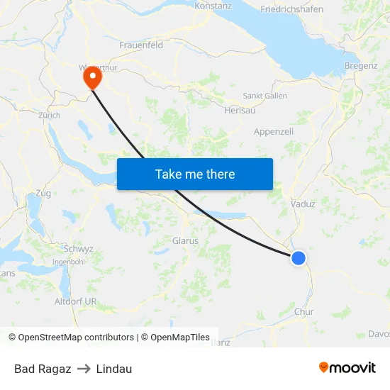 Bad Ragaz to Lindau map