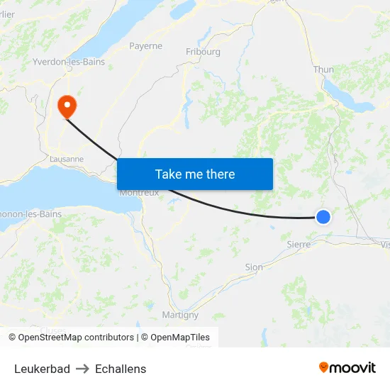 Leukerbad to Echallens map