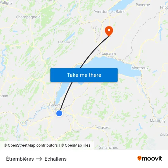 Étrembières to Echallens map
