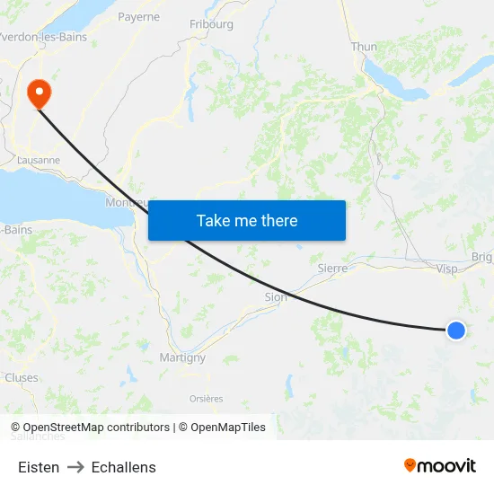 Eisten to Echallens map