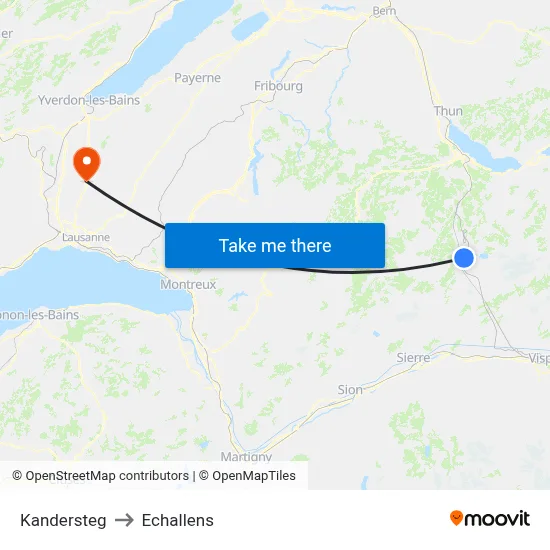 Kandersteg to Echallens map