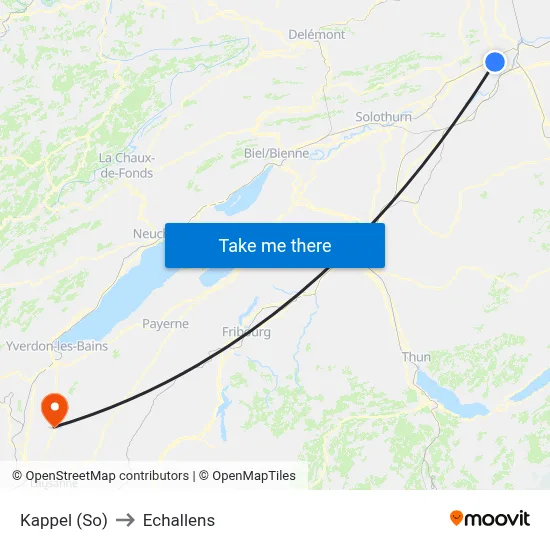Kappel (So) to Echallens map