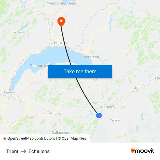 Trient to Echallens map