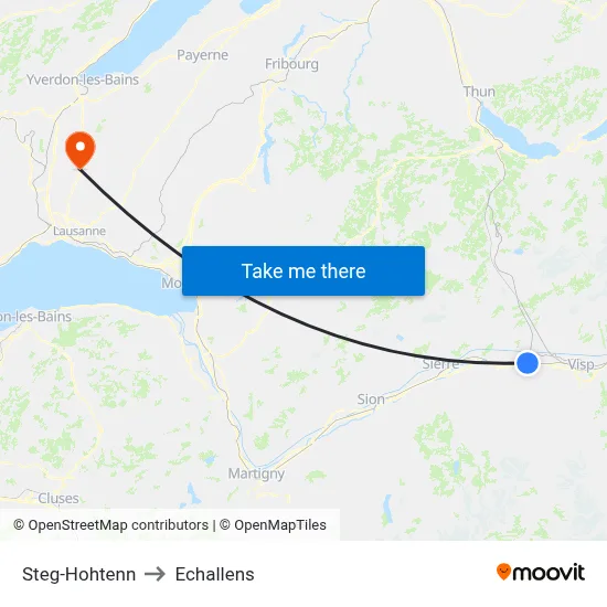 Steg-Hohtenn to Echallens map